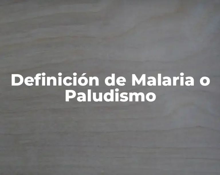 Definición de Malaria o Paludismo