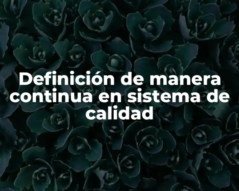 Definición de manera continua en sistema de calidad