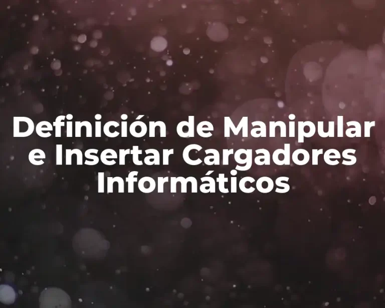 Definición de Manipular e Insertar Cargadores Informáticos