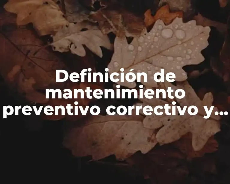 Definición de mantenimiento preventivo correctivo y predictivo