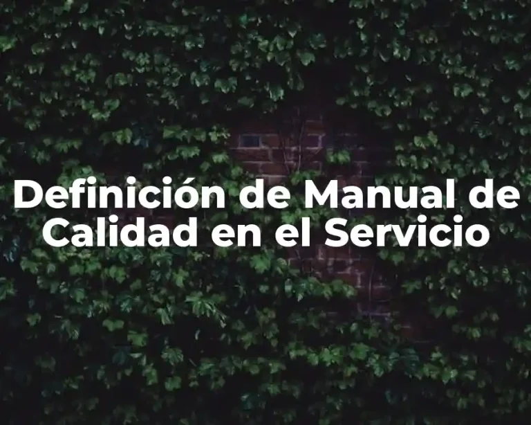 Definición de Manual de Calidad en el Servicio