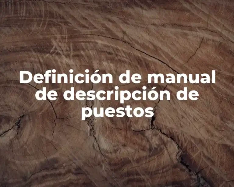Definición de manual de descripción de puestos