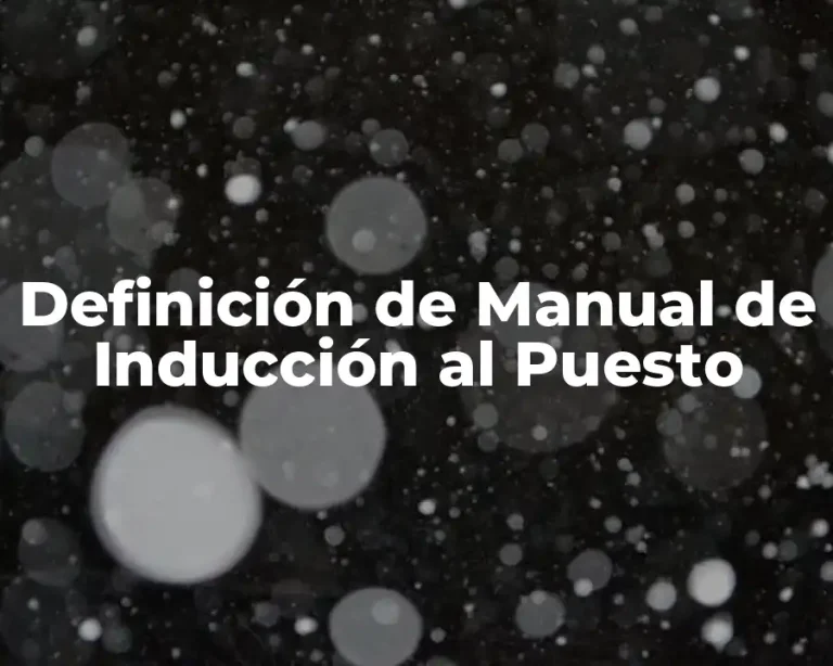 Definición de Manual de Inducción al Puesto
