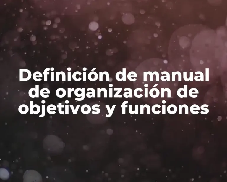 Definición de manual de organización de objetivos y funciones