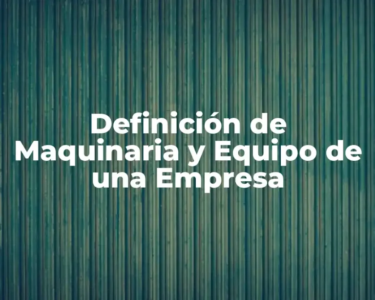 Definición de Maquinaria y Equipo de una Empresa