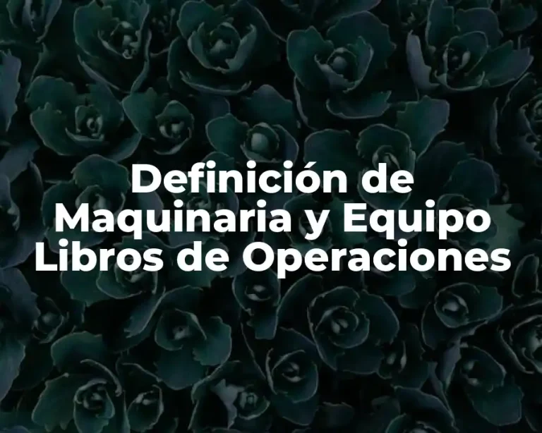 Definición de Maquinaria y Equipo Libros de Operaciones