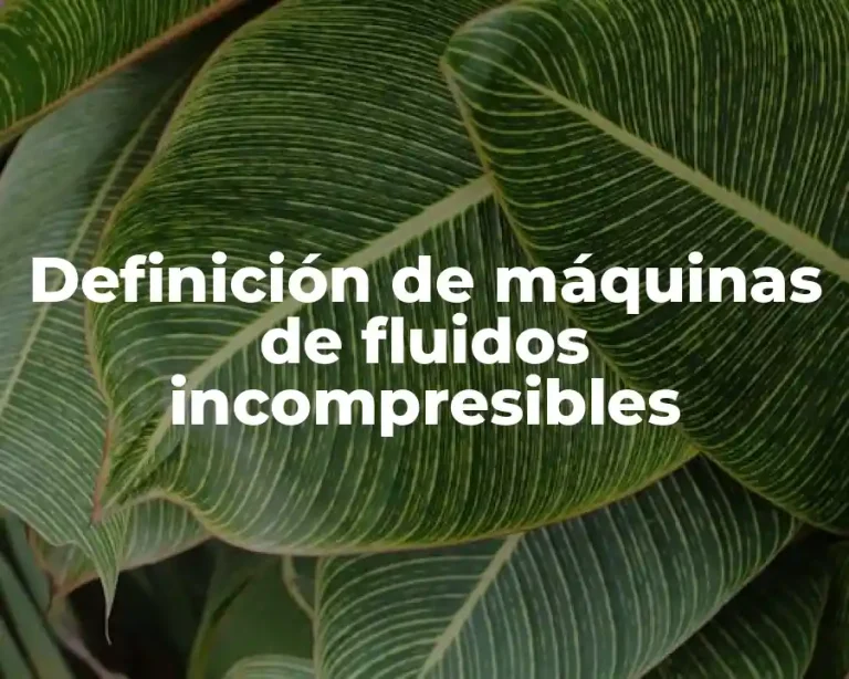 Definición de máquinas de fluidos incompresibles