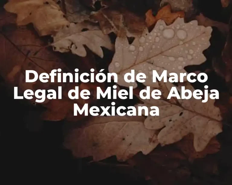 Definición de Marco Legal de Miel de Abeja Mexicana