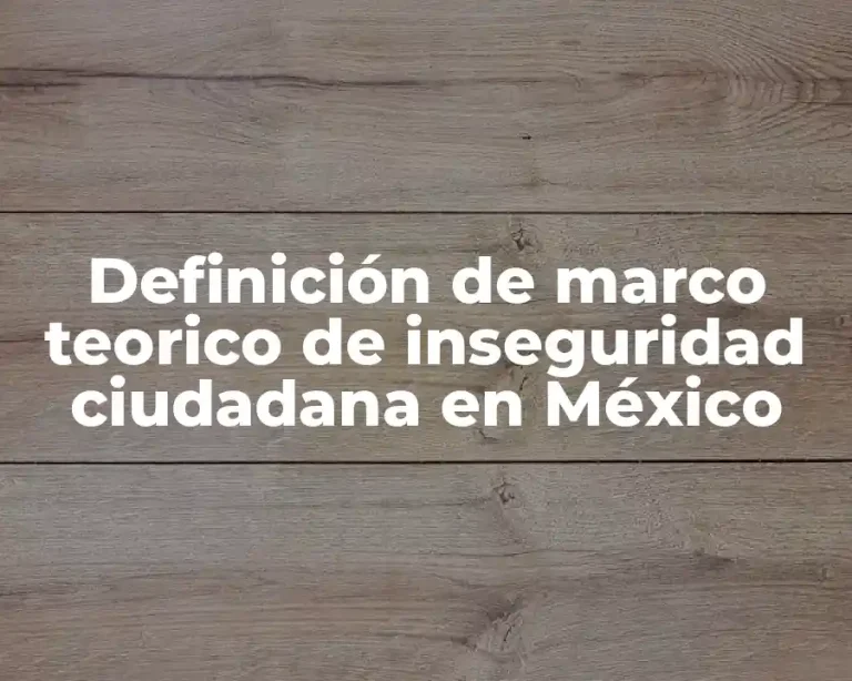 Definición de marco teorico de inseguridad ciudadana en México