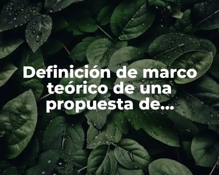 Definición de marco teórico de una propuesta de intervención