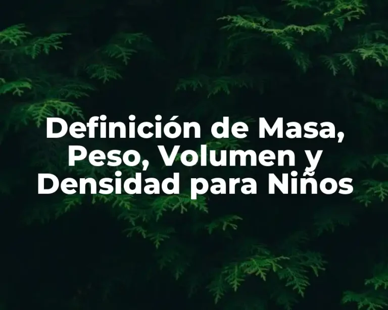 Definición de Masa, Peso, Volumen y Densidad para Niños