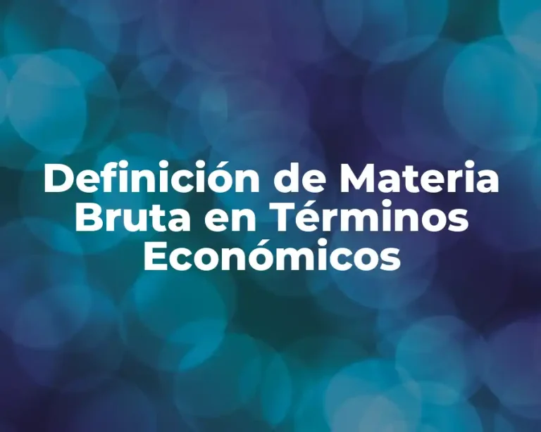 Definición de Materia Bruta en Términos Económicos