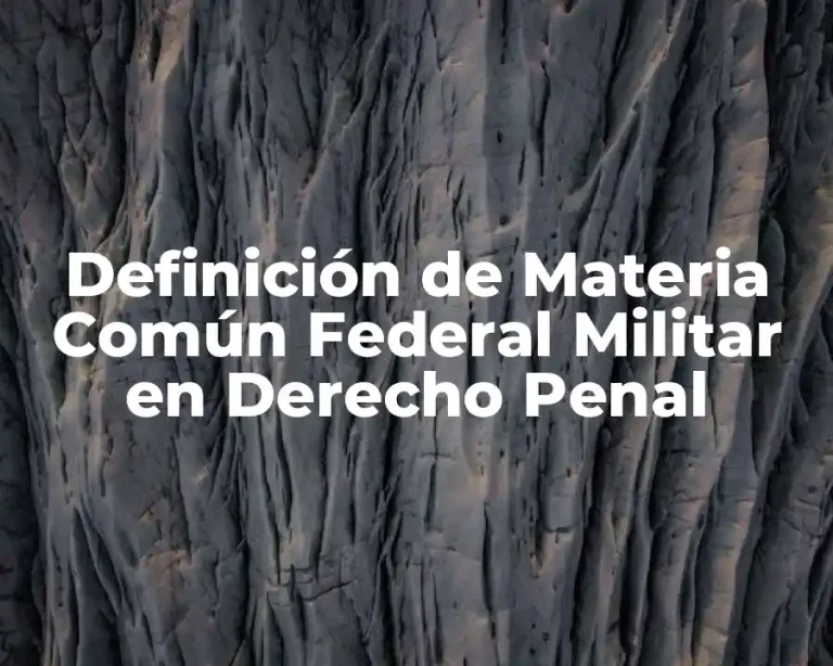 Definición de Materia Común Federal Militar en Derecho Penal