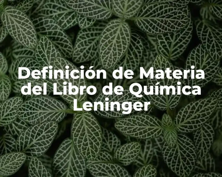 Definición de Materia del Libro de Química Leninger