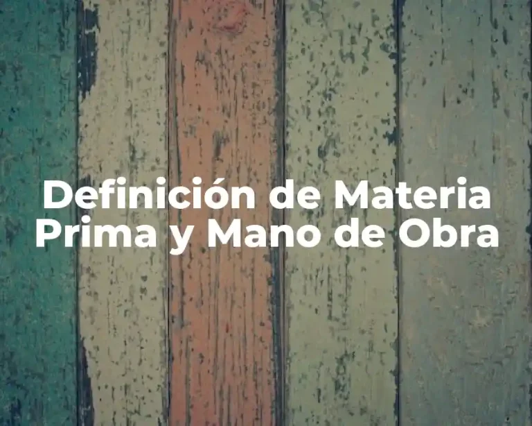 Definición de Materia Prima y Mano de Obra