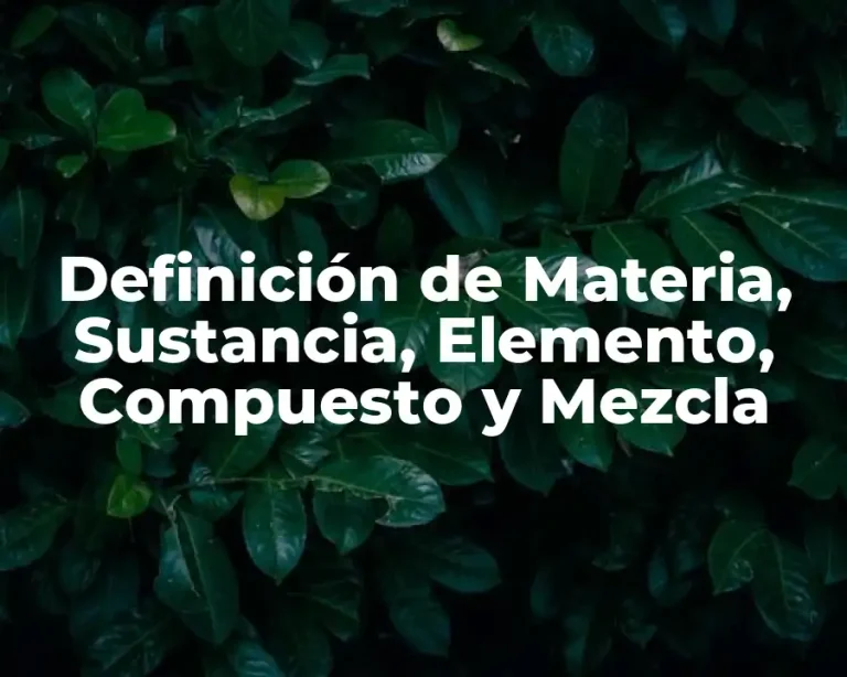 Definición de Materia, Sustancia, Elemento, Compuesto y Mezcla