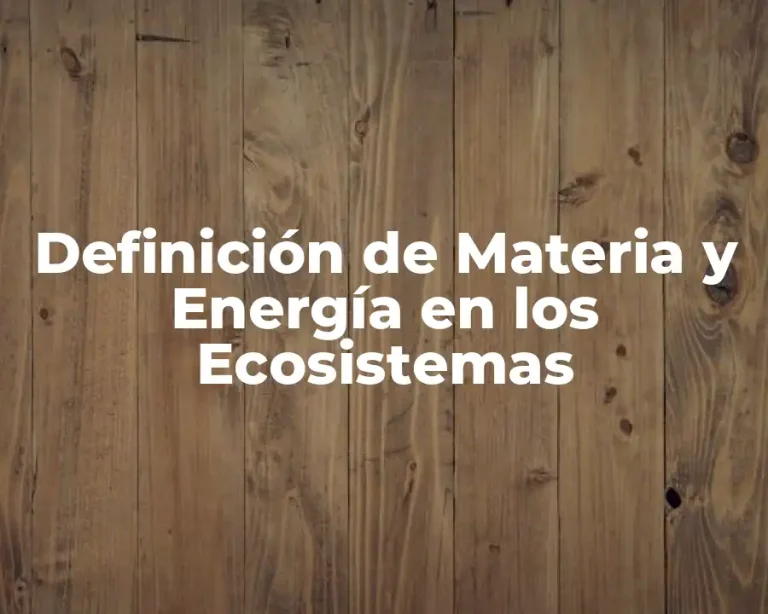 Definición de Materia y Energía en los Ecosistemas