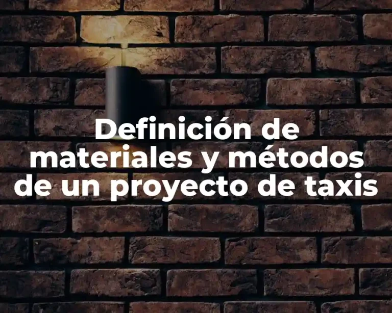 Definición de materiales y métodos de un proyecto de taxis