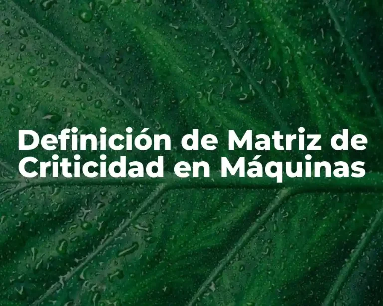 Definición de Matriz de Criticidad en Máquinas