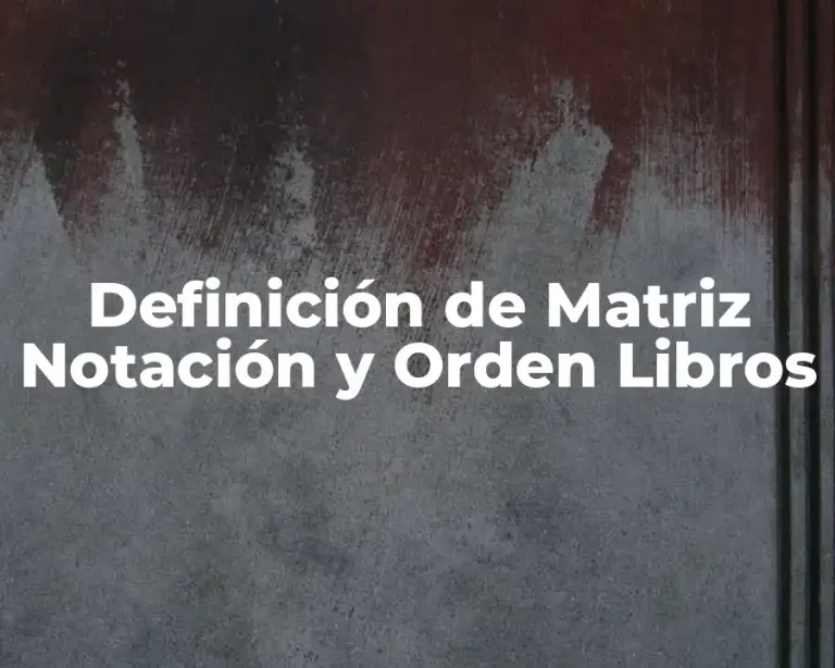 Definición de Matriz Notación y Orden Libros