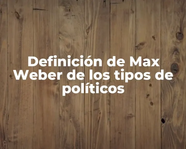 Definición de Max Weber de los tipos de políticos