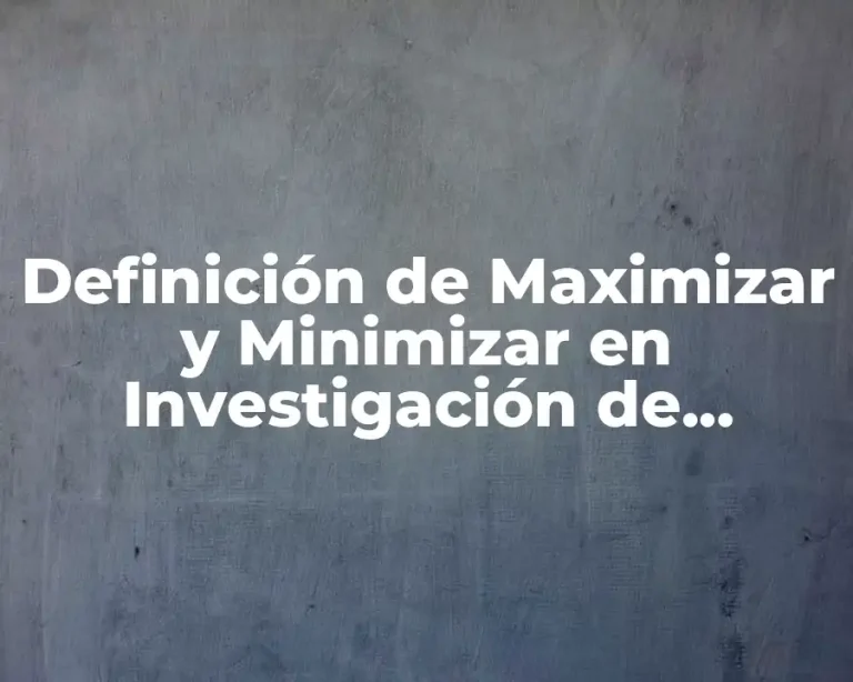 Definición de Maximizar y Minimizar en Investigación de Operaciones