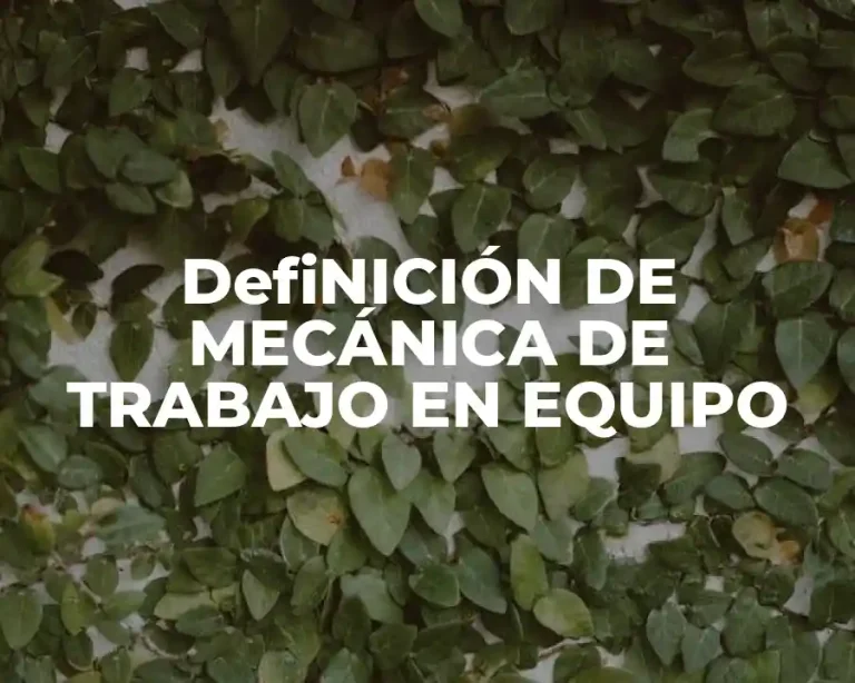 DefiNICIÓN DE MECÁNICA DE TRABAJO EN EQUIPO