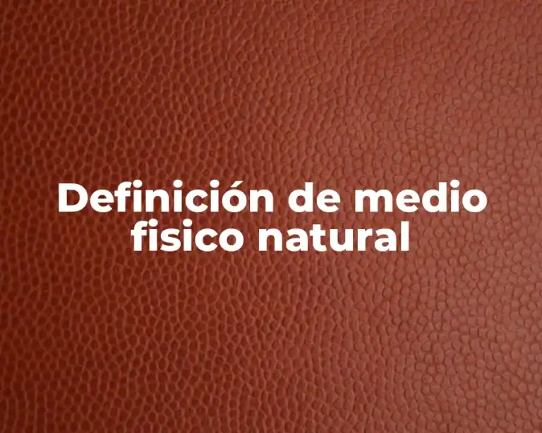 Definición de medio fisico natural