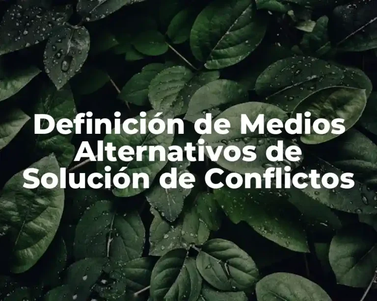Definición de Medios Alternativos de Solución de Conflictos