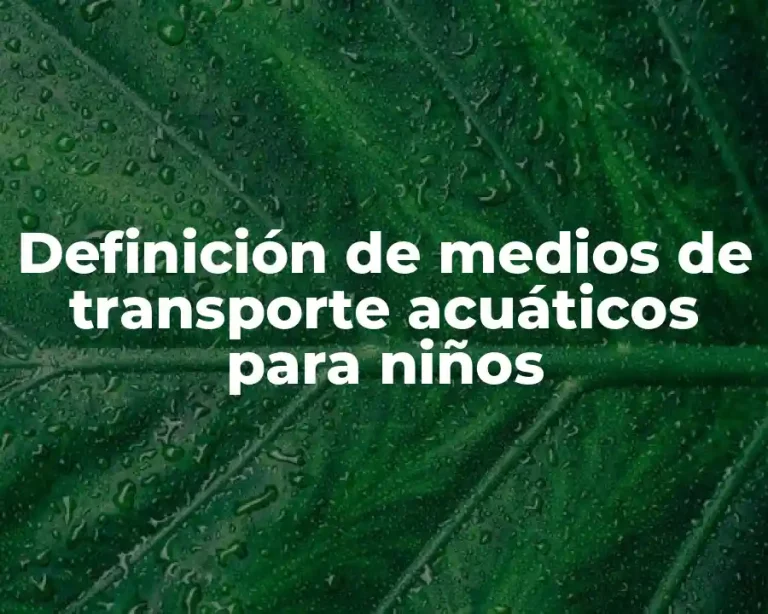 Definición de medios de transporte acuáticos para niños