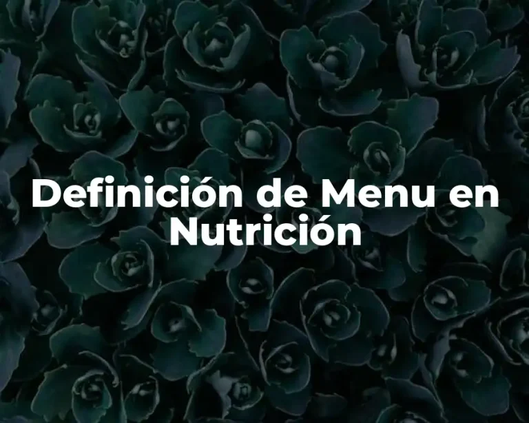 Definición de Menu en Nutrición