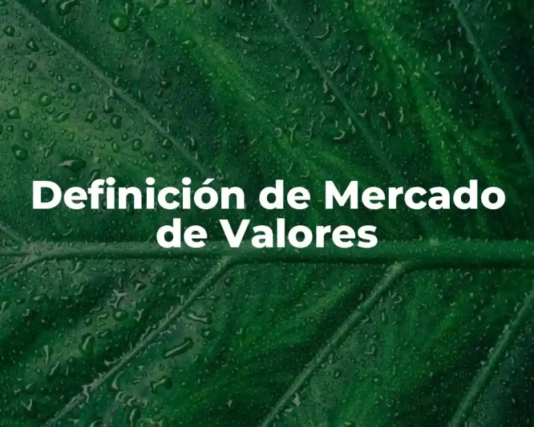 Definición de Mercado de Valores