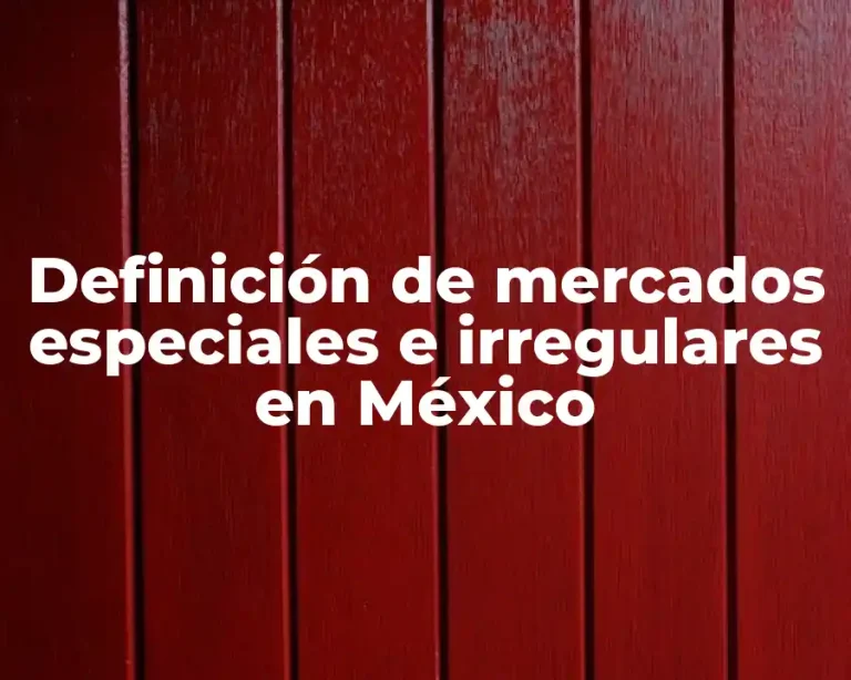 Definición de mercados especiales e irregulares en México