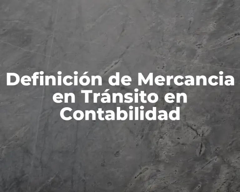 Definición de Mercancia en Tránsito en Contabilidad