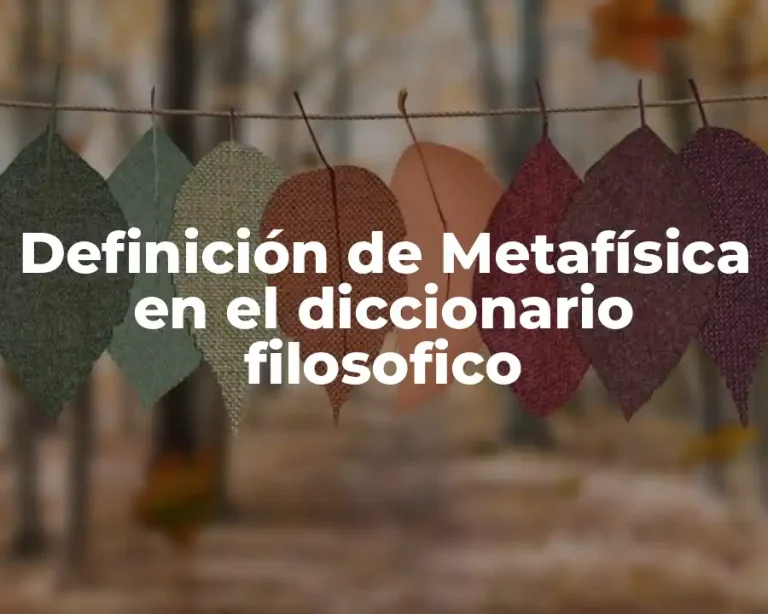 Definición de Metafísica en el diccionario filosofico