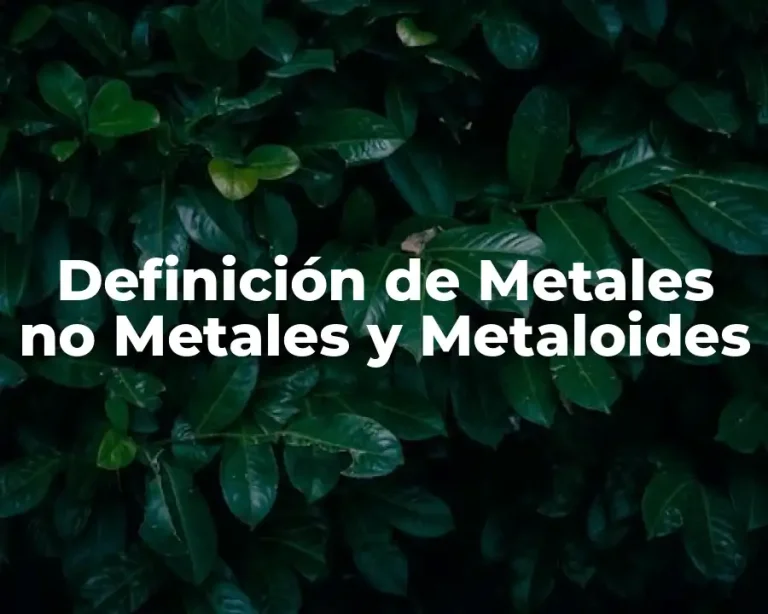 Definición de Metales no Metales y Metaloides