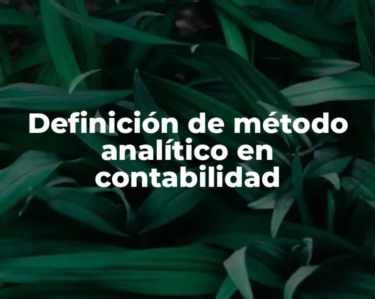 Definición de método analítico en contabilidad