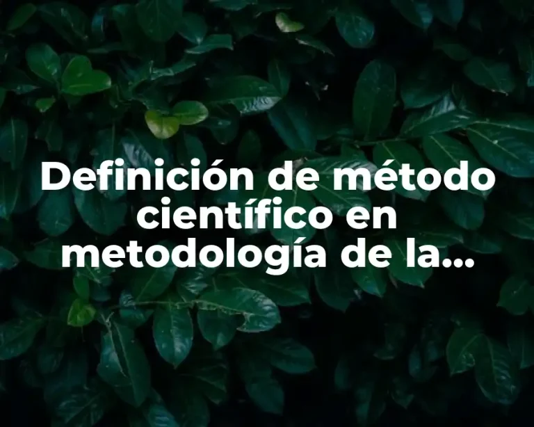 Definición de método científico en metodología de la investigación