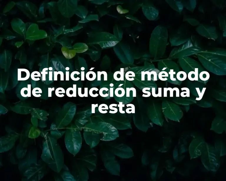 Definición de método de reducción suma y resta