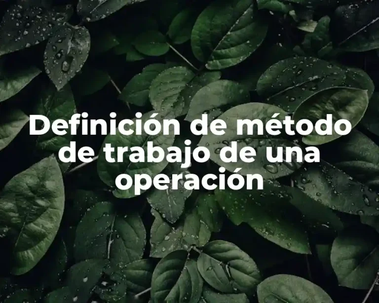 Definición de método de trabajo de una operación