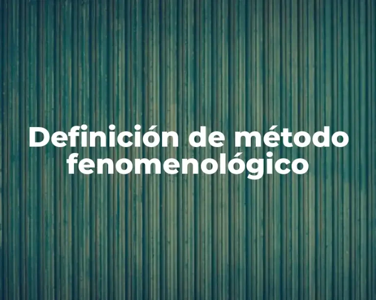 Definición de método fenomenológico