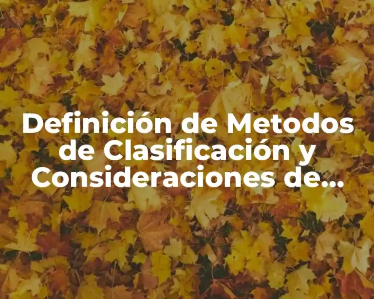 Definición de Metodos de Clasificación y Consideraciones de Complejidad
