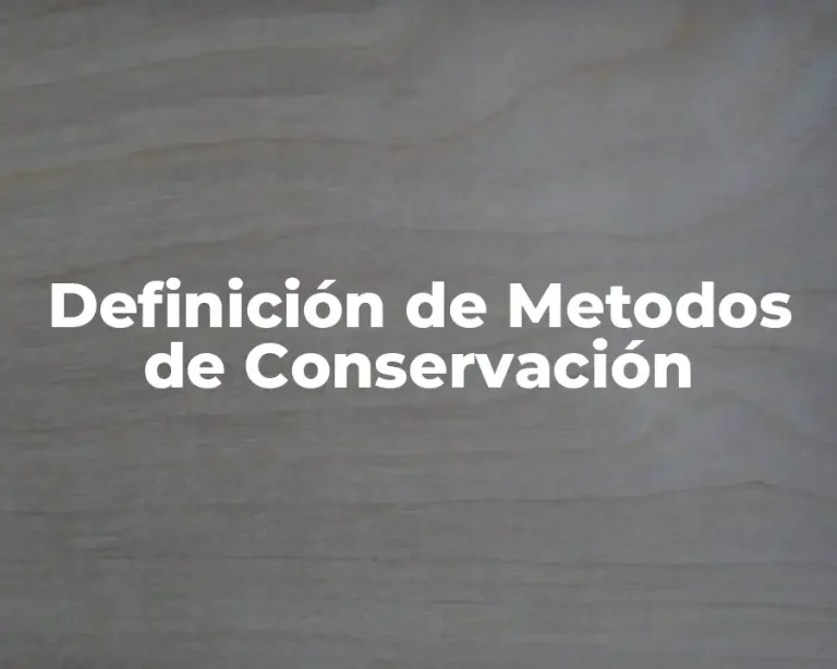 Definición de Metodos de Conservación