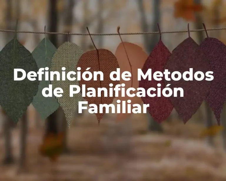 Definición de Metodos de Planificación Familiar