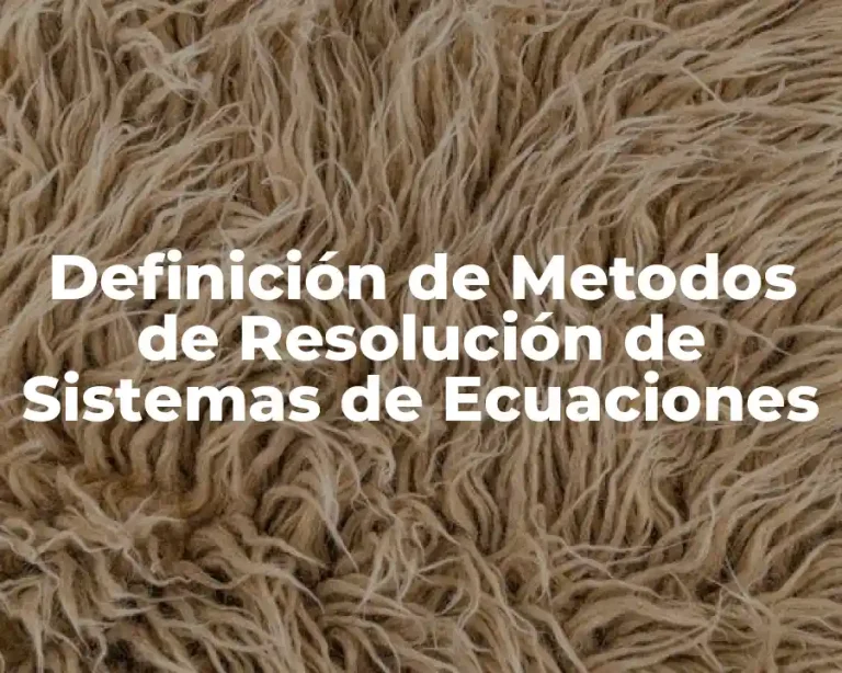 Definición de Metodos de Resolución de Sistemas de Ecuaciones