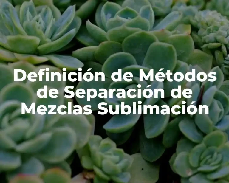 Definición de Métodos de Separación de Mezclas Sublimación
