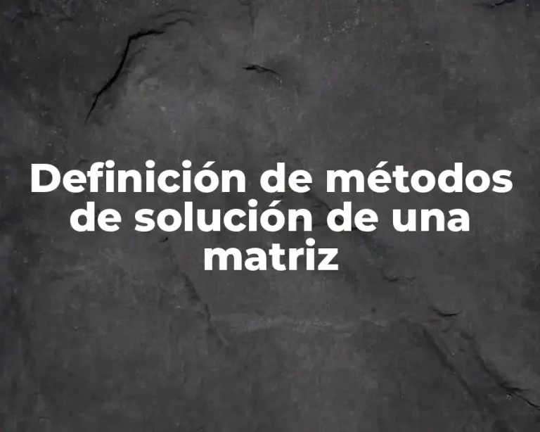 Definición de métodos de solución de una matriz
