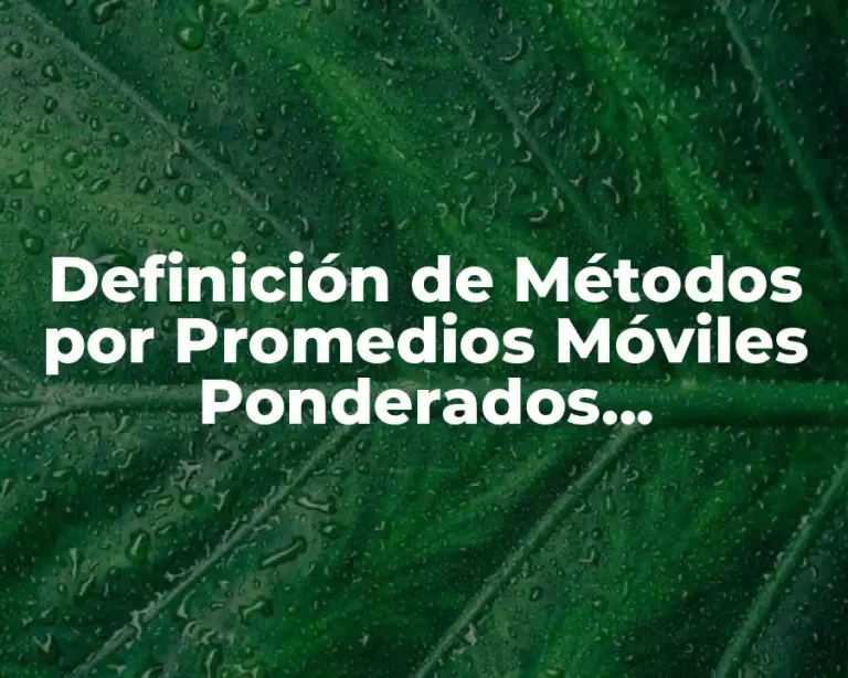 Definición de Métodos por Promedios Móviles Ponderados Exponenciales