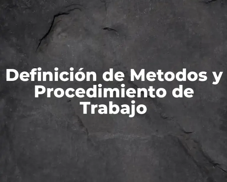 Definición de Metodos y Procedimiento de Trabajo