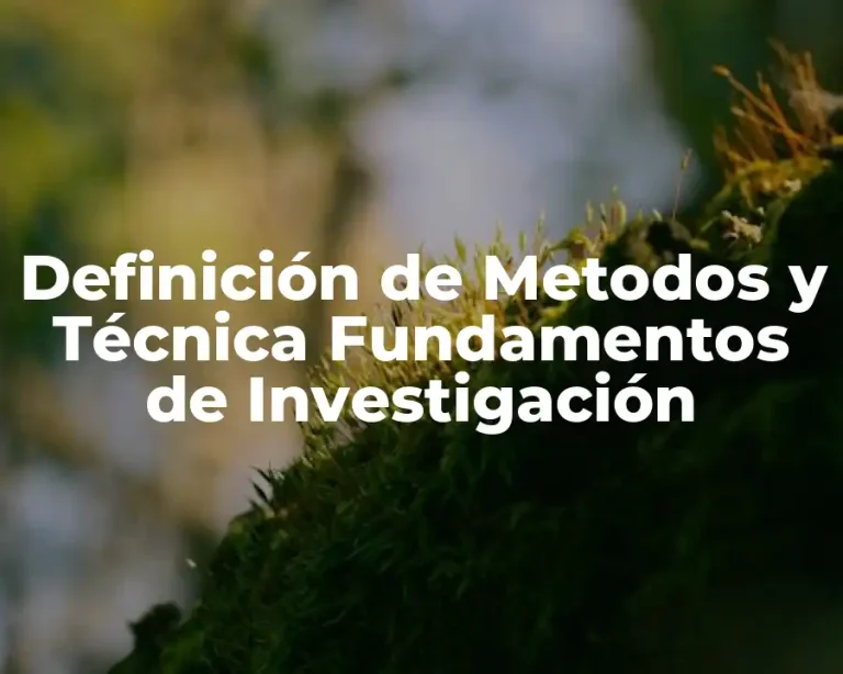 Definición de Metodos y Técnica Fundamentos de Investigación